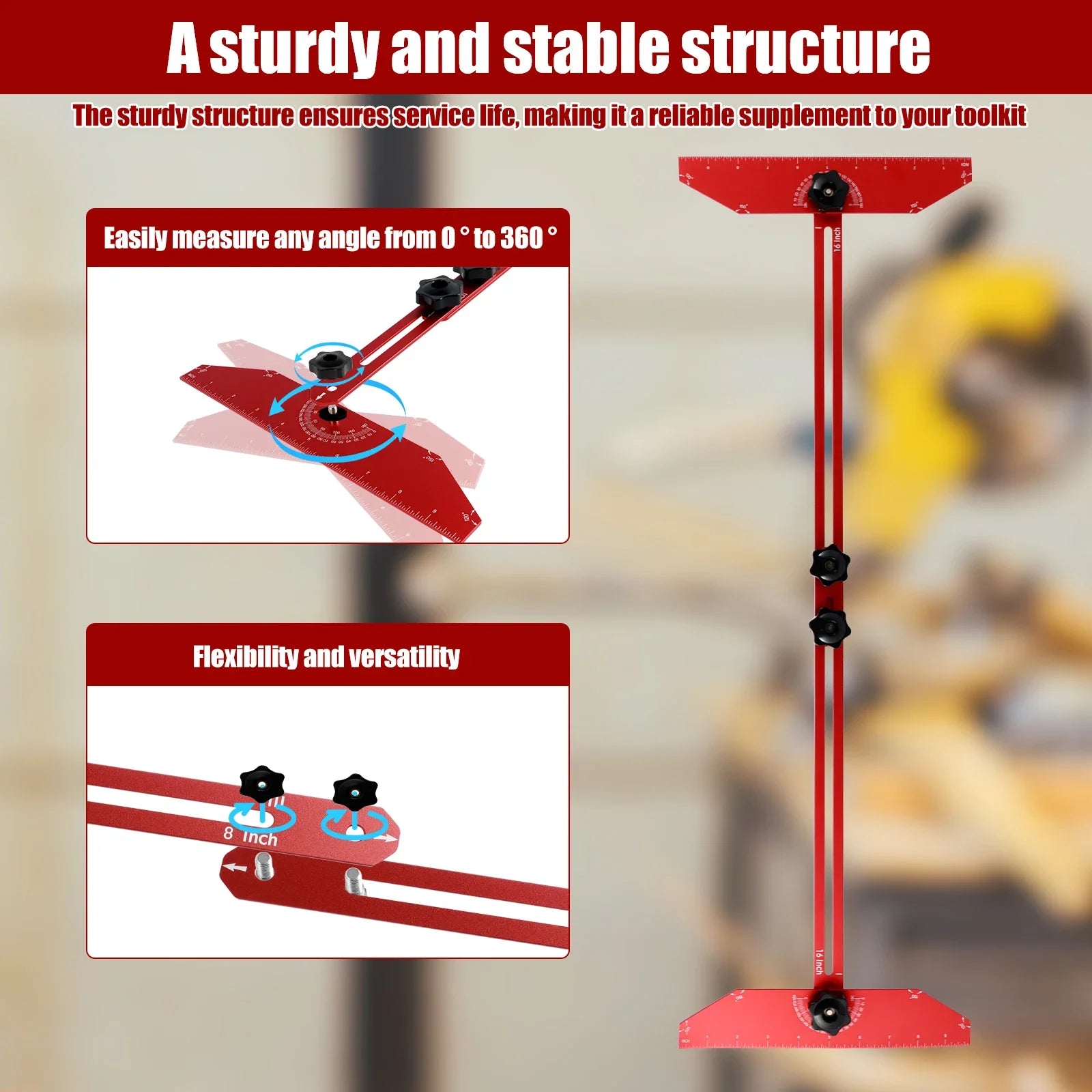 Adjustable Stair Tread Template Tool Aluminium Alloy Measuring Ruler Set with Extension Sliders