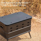 40L Portable Aluminum Camping Storage Box with Sliding Top and Foldable Legs