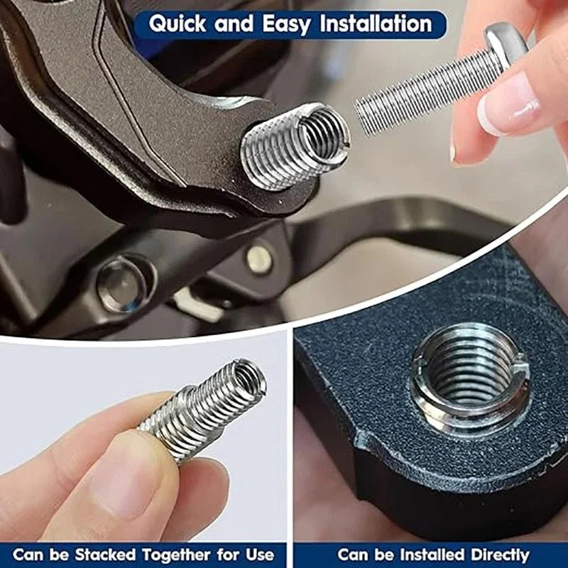 Threaded Insert Repair Kit 200 Piece Stainless Steel Thread Repair Set M3-M12 for Metalworking