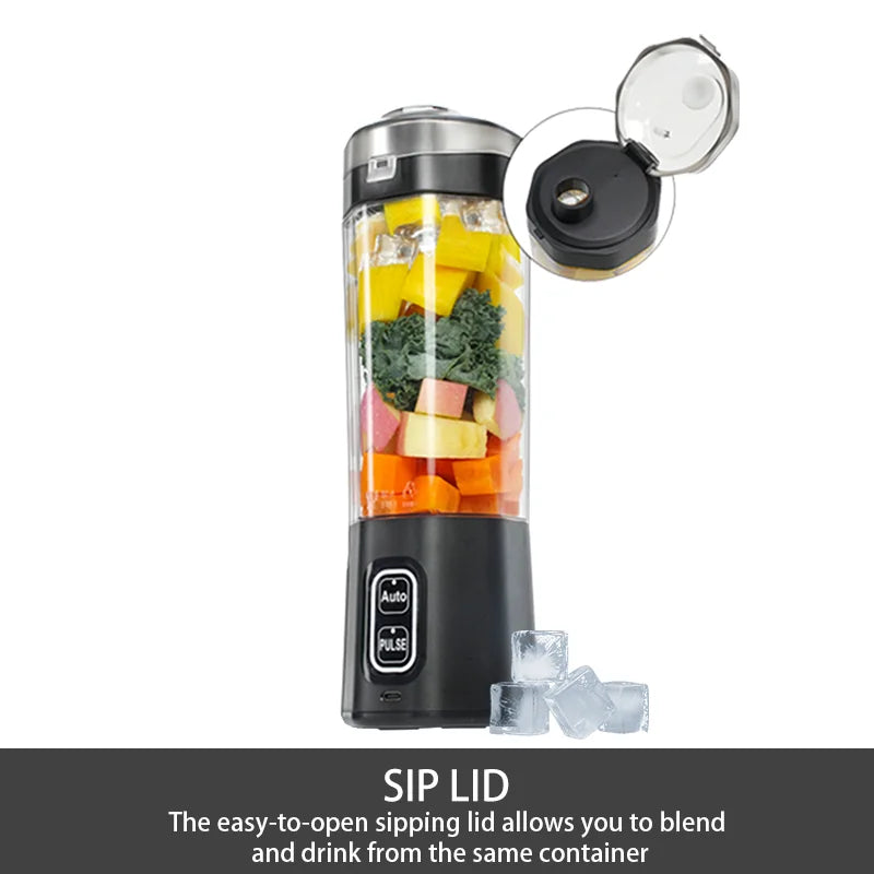 Portable USB Rechargeable Blender 700ml Personal Smoothie Maker with 6 Stainless Steel Blades