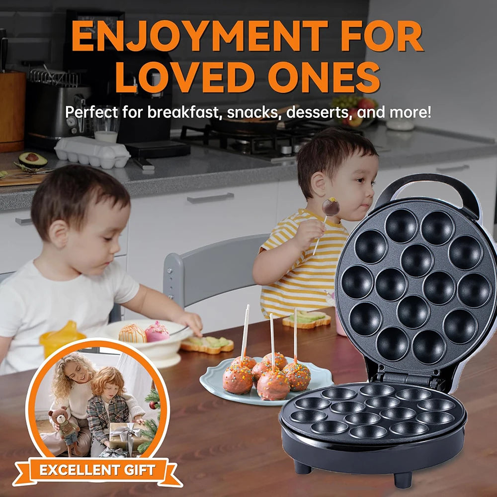 Electric 14 Hole Cake Pop and Takoyaki Maker 750W with Non-Stick Cooking Surface