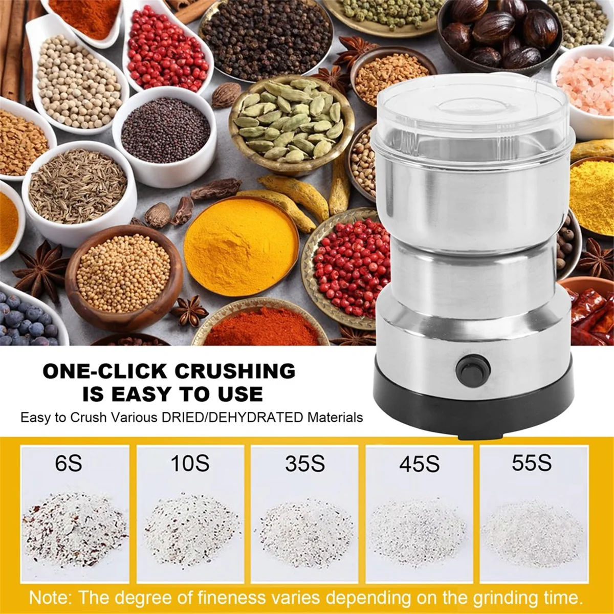 Electric Coffee Grinder 150W 350ml Stainless Steel Blade Grain Spice Mill