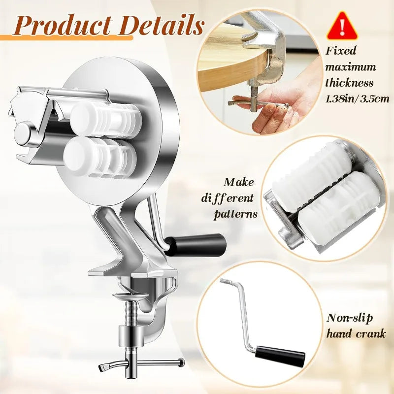 Manual Cavatelli Pasta Maker Aluminum Alloy Gnocchi and Pasta Machine with Table Clamp Hand Crank