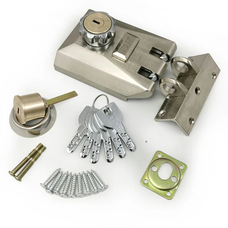Heavy Duty Sliding Gate Lock Alloy Double Door Lock with Keyed Cylinder and Mounting Hardware