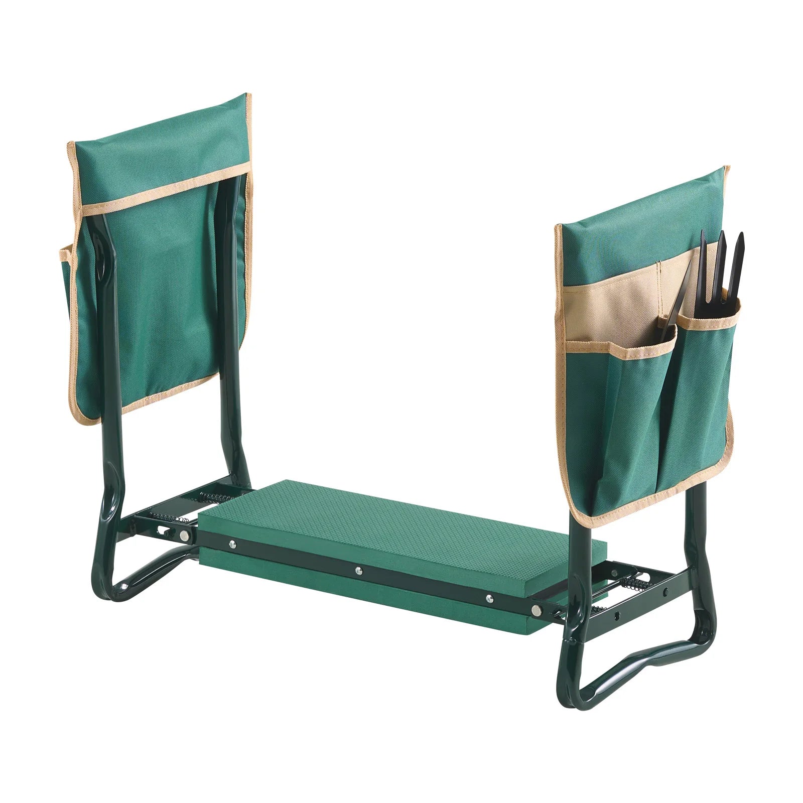 Heavy Duty Foldable Garden Kneeler and Seat with EVA Foam Pad and 2 Tool Pouches for Gardening