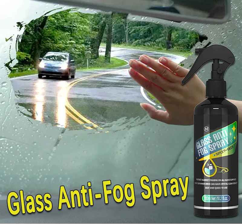 Anti Fog Glass Spray 300ml for Car Mirrors Windows Bathroom Glass with Foam and Towel