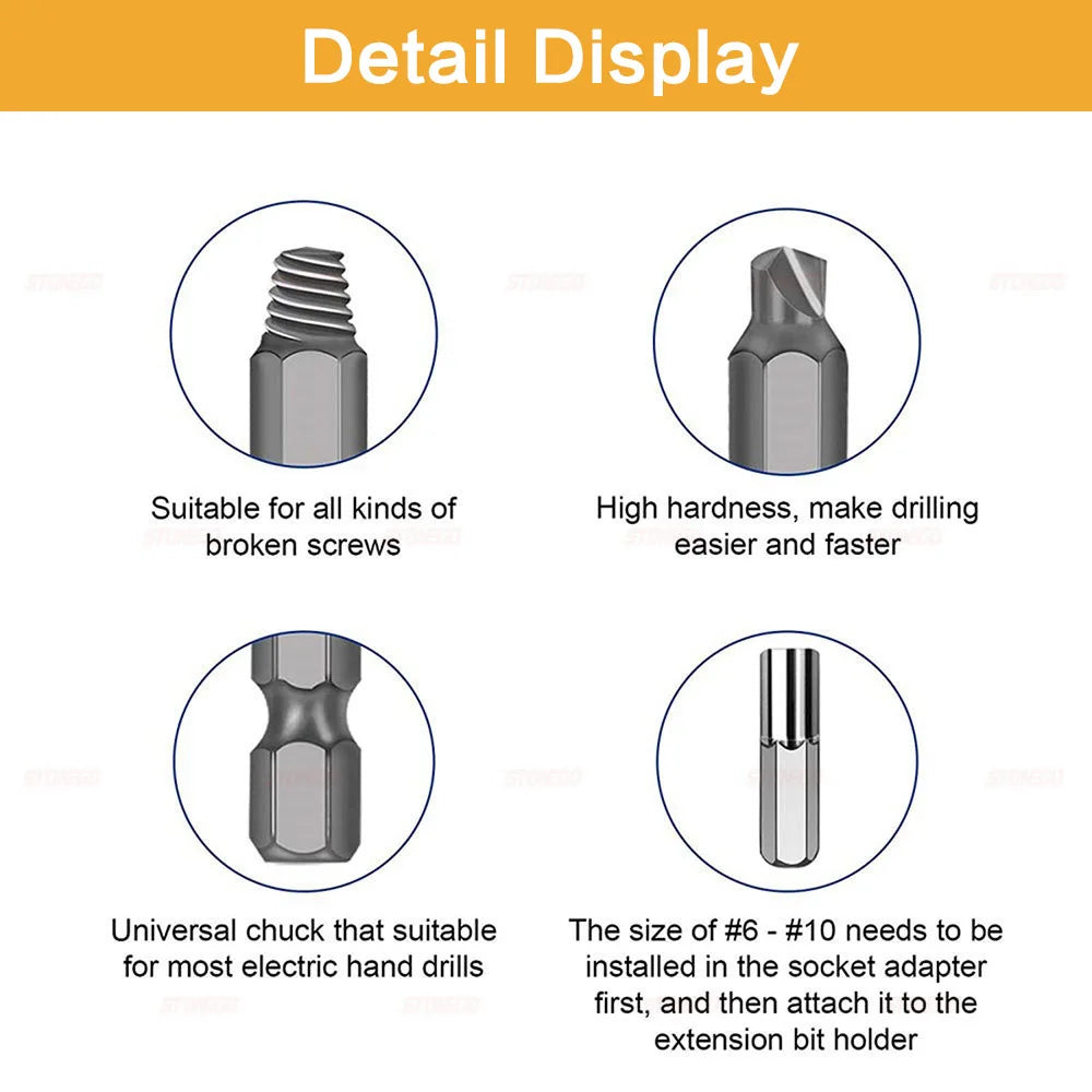 Broken Screw Extractor Set High-Speed Steel Damaged Bolt Remover 20-Piece Drill Bit Kit