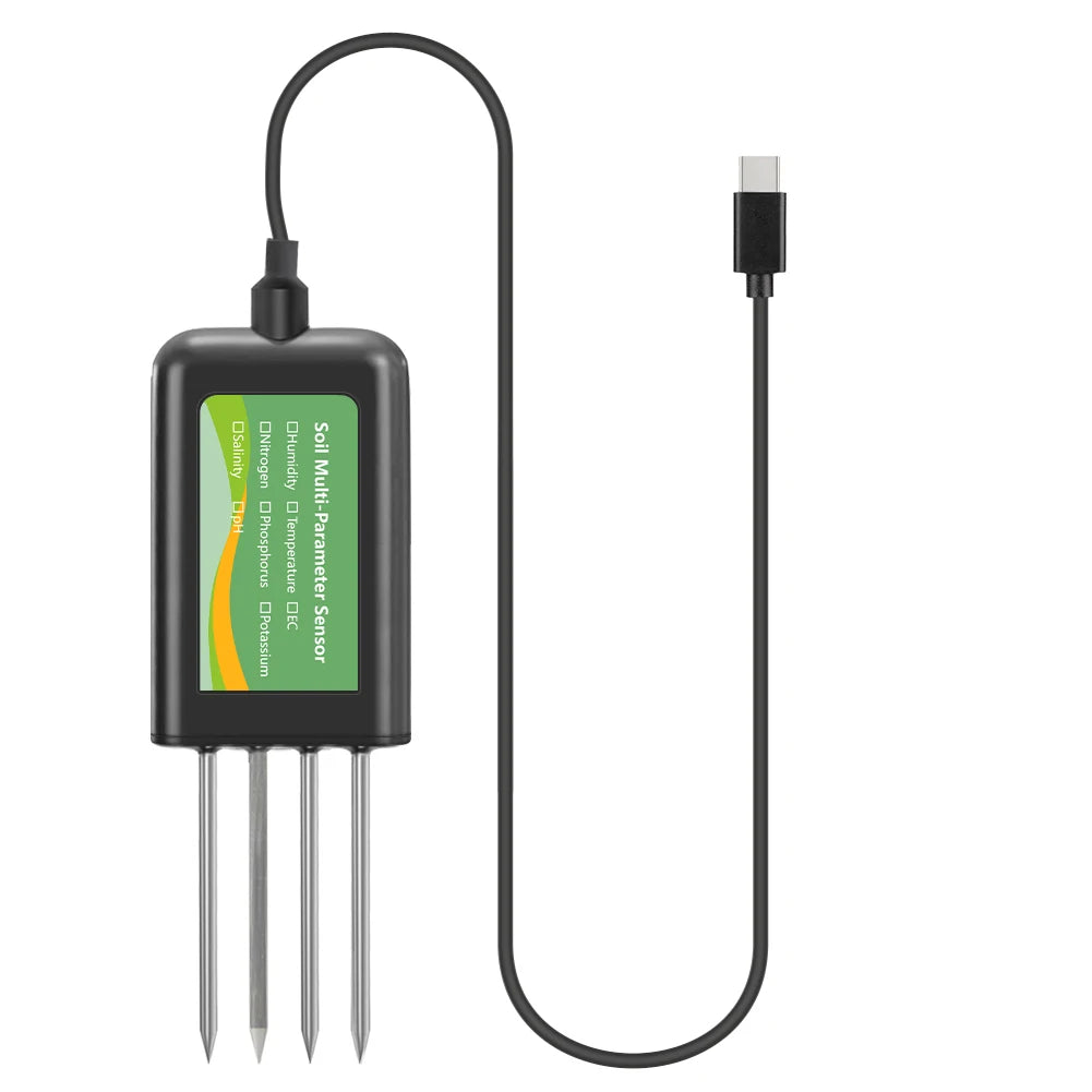 Portable 8-in-1 Soil Tester with USB Mobile Connection for pH EC Moisture NPK and Temperature Monitoring
