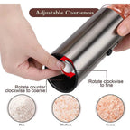 Rechargeable Electric Salt and Pepper Grinder Set 2PCS with Stainless Steel and Glass Spice Mills