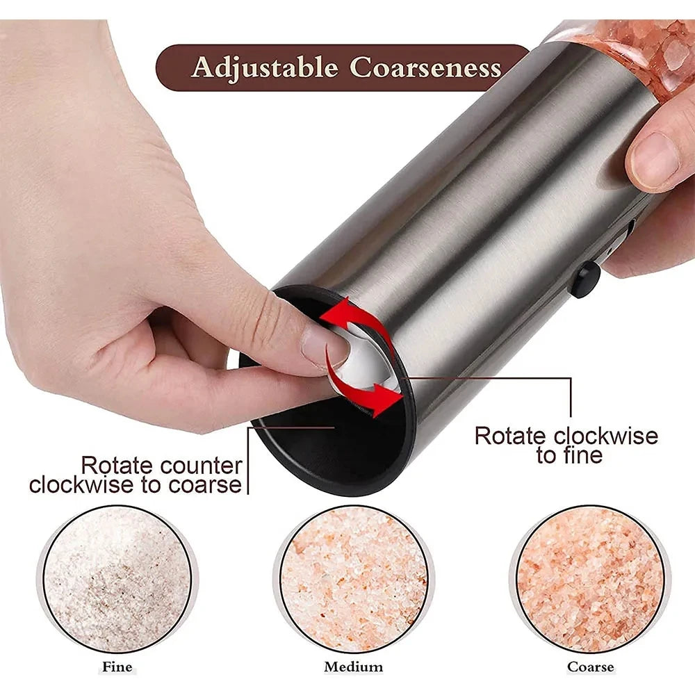 Rechargeable Electric Salt and Pepper Grinder Set 2PCS with Stainless Steel and Glass Spice Mills