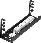 Under Desk Cable Management Tray Adjustable Metal Organizer Rack with No Drill Clamp Mount