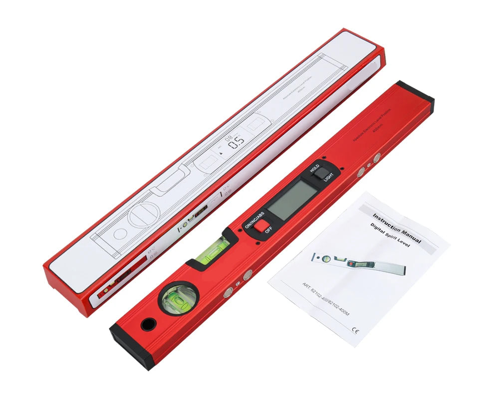 Heavy Duty 400mm Digital Spirit Level Angle Finder with LED Display and Aluminium Measuring Ruler