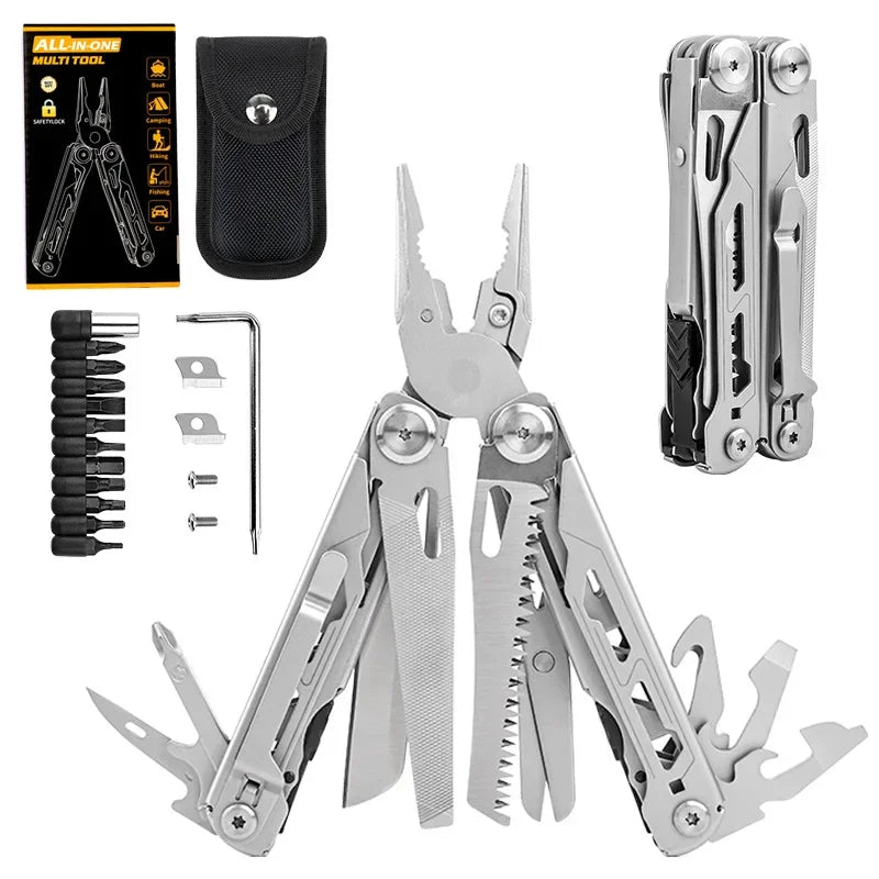 Heavy Duty Folding Multi Tool Pliers with Knife and Cutter Portable Outdoor Utility Tool