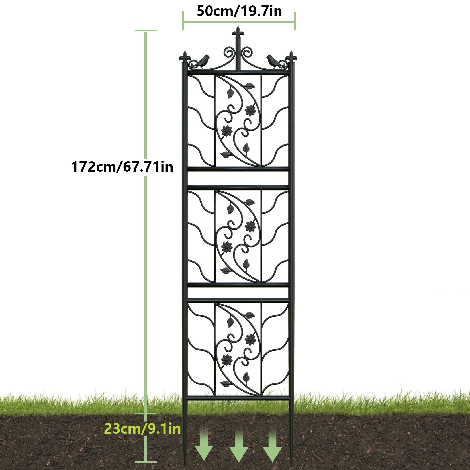 Metal Garden Trellis Plant Climbing Support Fence Panels for Vegetables Flowers and Vines (2 Pack)