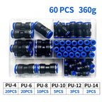 Air Hose Quick Connect Fittings Kit for PU and Nylon Tubing Pneumatic Push to Connect Air Line Set