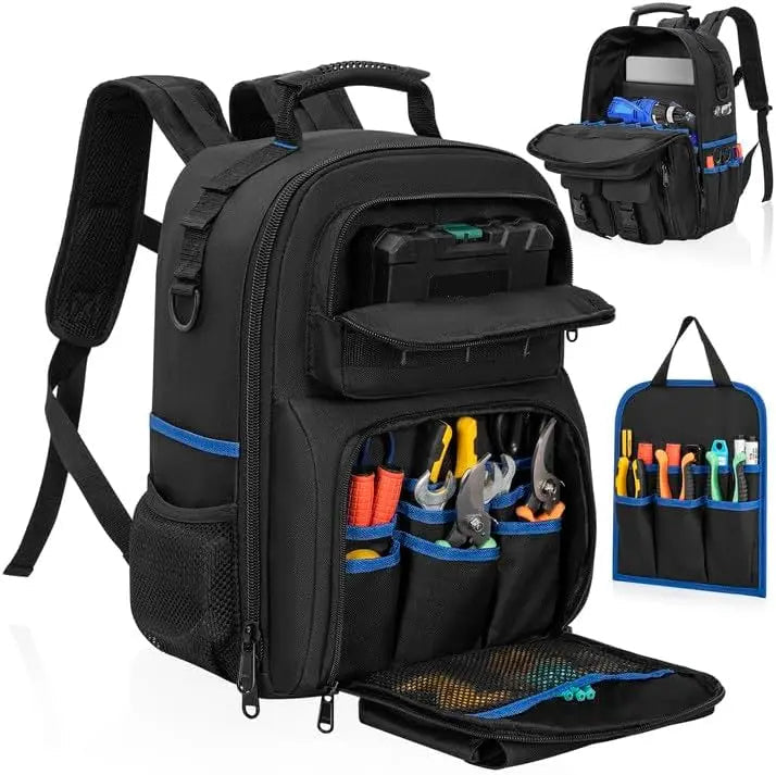 Heavy Duty Tool Backpack with Padded Shoulder Straps and Removable Tool Organizer