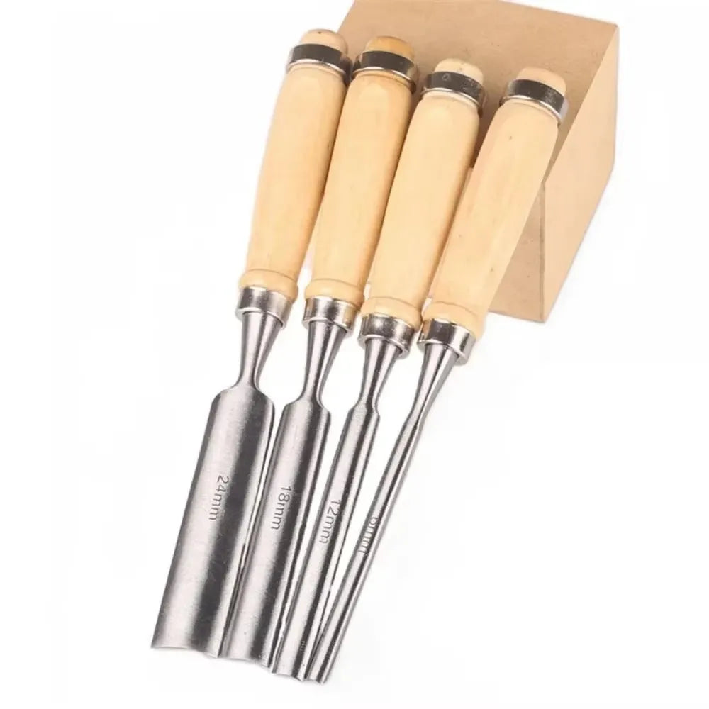 4-Piece Woodworking Carving Chisel Tool Set – Chrome Vanadium Steel DIY Carpentry Hand Tools
