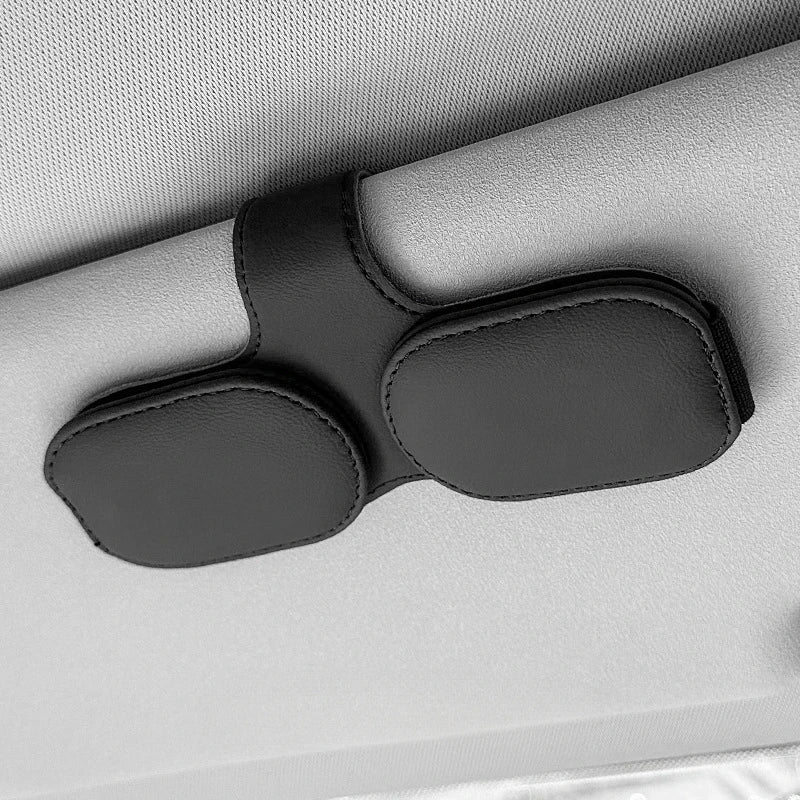 Portable Car Sunglasses Holder Double Clip Visor Organizer for Glasses Cards and Bills