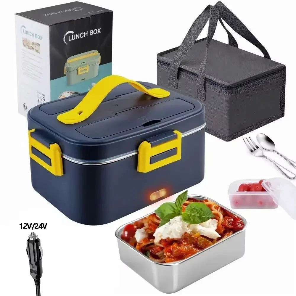 Electric Lunch Box 1.8L Portable Food Warmer 75W Leakproof for Car Truck Office with Carry Bag