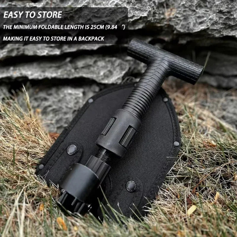 Compact Foldable Camping Shovel Adjustable Length Outdoor Garden Tool