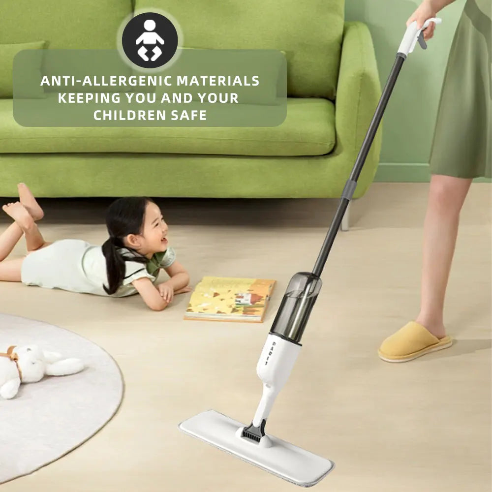 360° Spray Mop with 500ML Bottle, Reusable Microfiber Pads & Extendable Handle for Easy Cleaning