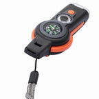Portable 7-in-1 Outdoor Survival Tool with Compass, LED Flashlight, Whistle and Thermometer