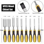 9-Piece Woodworking Chisel Tool Set with Storage Case – Carpentry Wood Carving DIY Hand Tool Kit