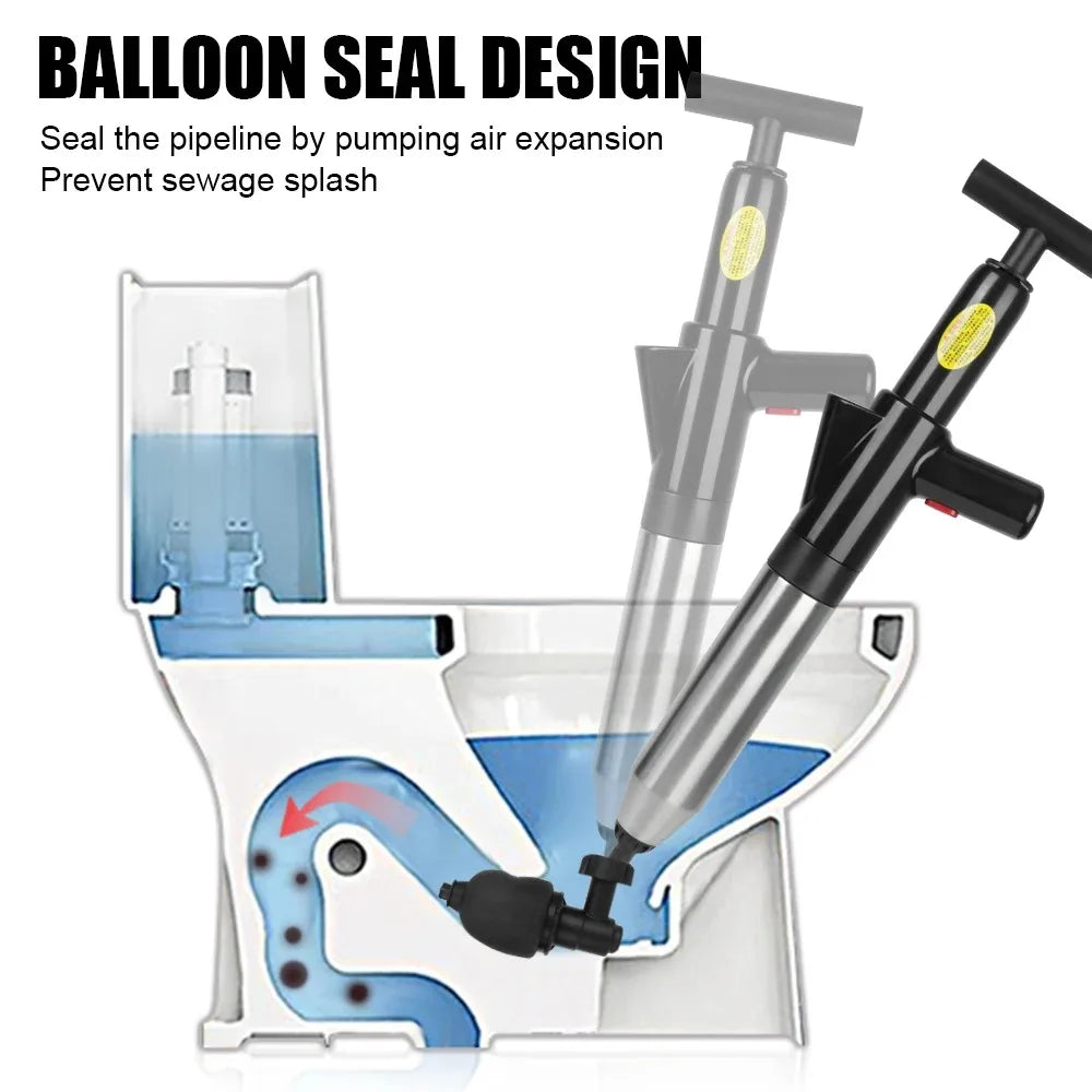 Manual Air Pressure Drain Cleaner Portable Toilet and Sink Unclogger Pump Tool