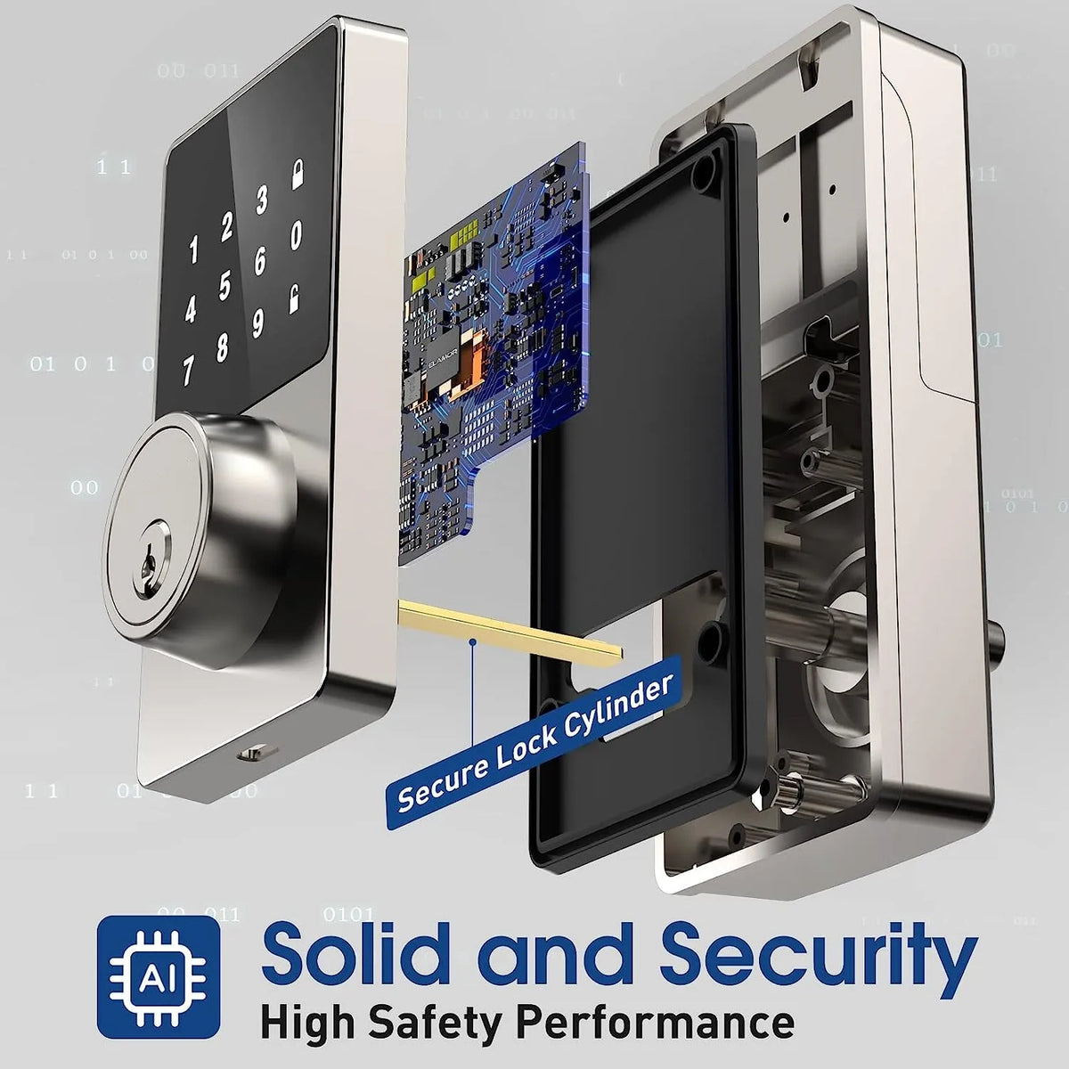Electronic Door Lock with Touchscreen Keypad 50 User Codes Auto Lock and Mechanical Keys