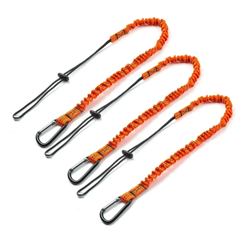 Tool Lanyard Set 3 Pack Adjustable Elastic Safety Strap with Carabiner 80cm-110cm 6.8kg Load Capacity