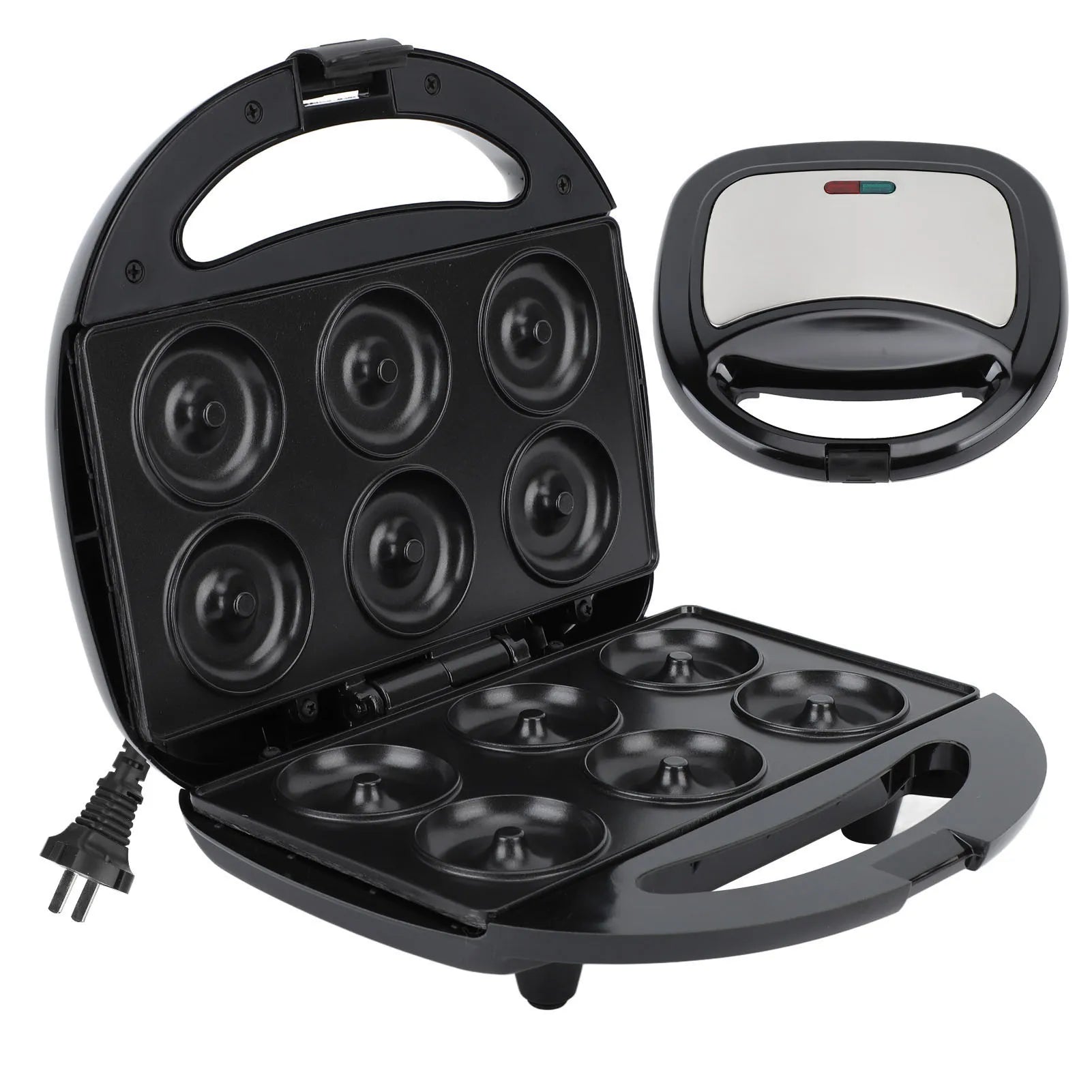 Portable Mini Donut Maker Machine 750W with Non-Stick Plates and Double-Sided Heating