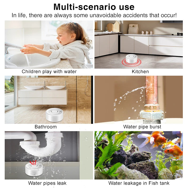 Smart WiFi Water Leak Detector 3 Pack with Hub 100dB Alarm App Alerts and IP55 Sensors