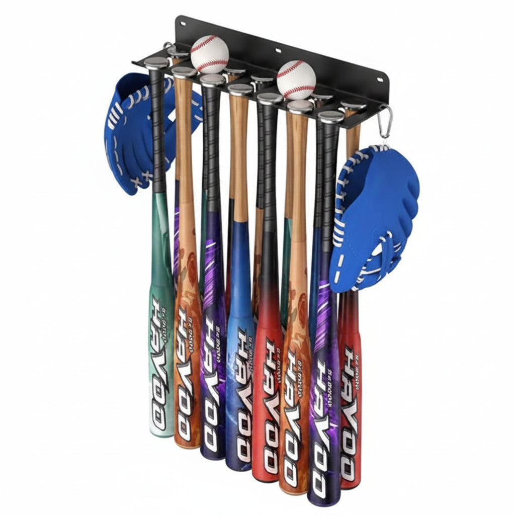 Wall Mounted Gym Organizer Iron Storage Rack with Hooks for Resistance Bands and Skipping Ropes