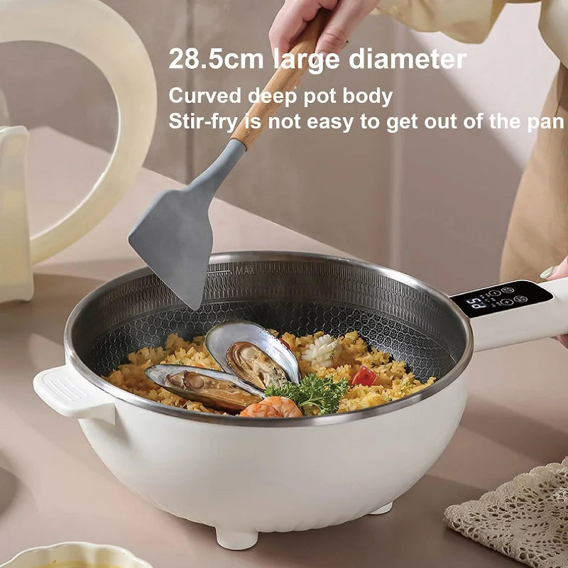 Electric Hot Pot 4.5L 1350W Non-Stick Multi-Function Cooking Pot with Steamer 220-240V