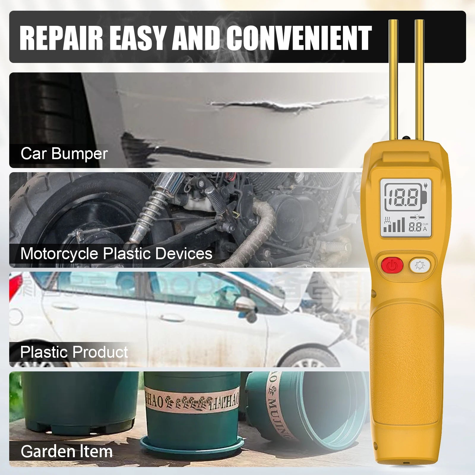 Portable Cordless Plastic Welder 500W Rechargeable Hot Air Welding Gun with 5000mAh Battery