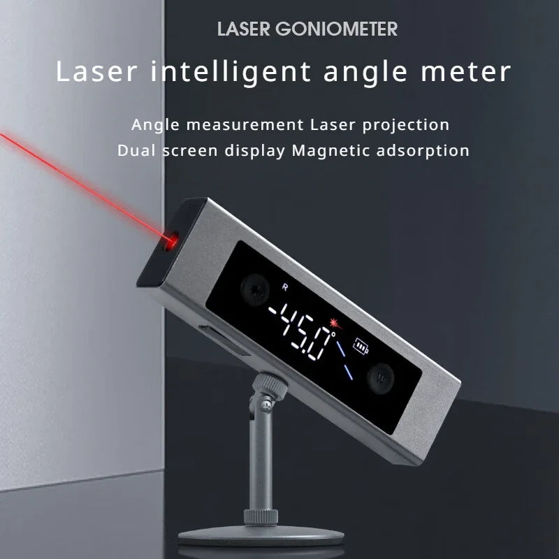 Digital Laser Angle Meter with Dual Line Projection and Magnetic Base for Construction and DIY