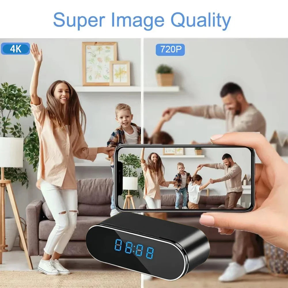 Mini Clock Camera 1080P WiFi 120 Degree Night Vision Motion Detection with 32GB Card