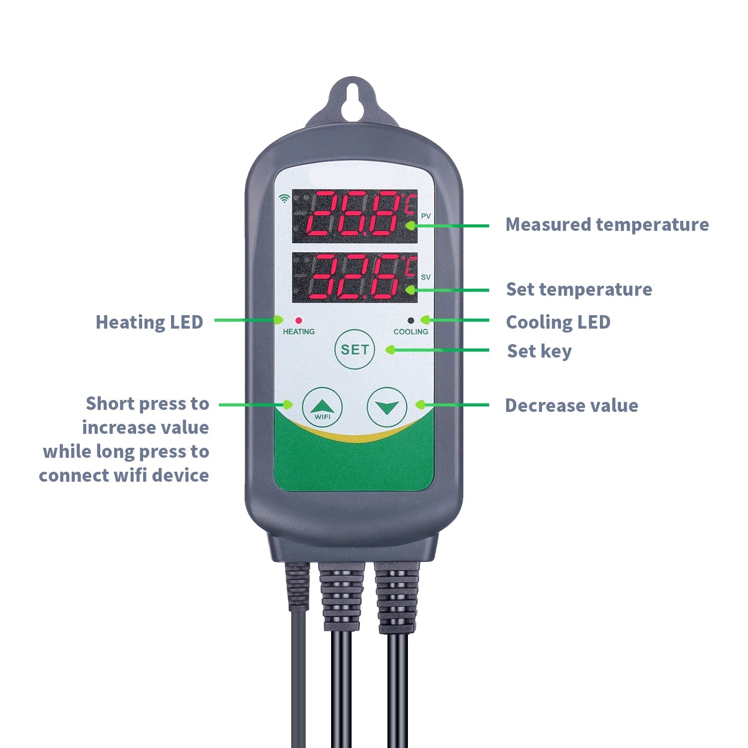 Smart WIFI Temperature and Humidity Controller Set with Dual Relay Control and Digital Display