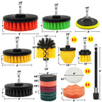 31 Piece Drill Cleaning Brush Attachment Set with Scouring Pads, Sponge Pads & 15cm Extension Shaft