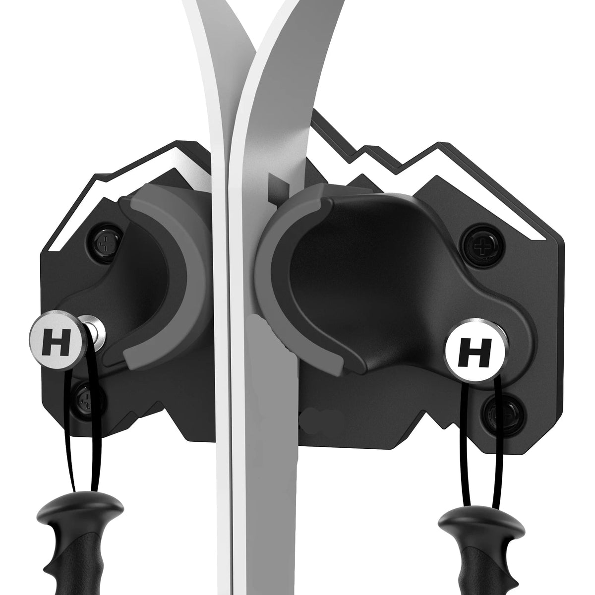 Ski and Snowboard Wall Mount Gravity Lock Storage Rack with TPE Pads and Utility Hook