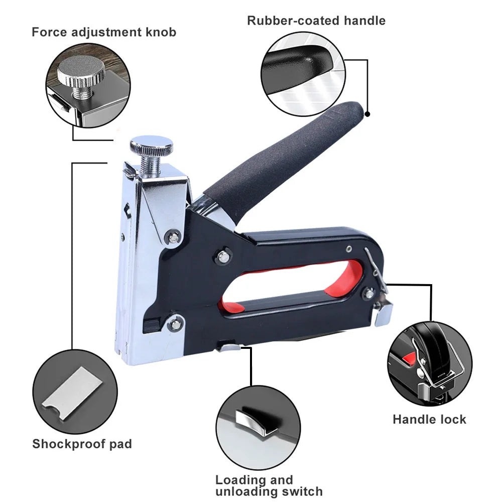 Heavy Duty Manual Staple Gun Kit with 800 Staples and Staple Remover for Carpentry DIY and Home Repairs
