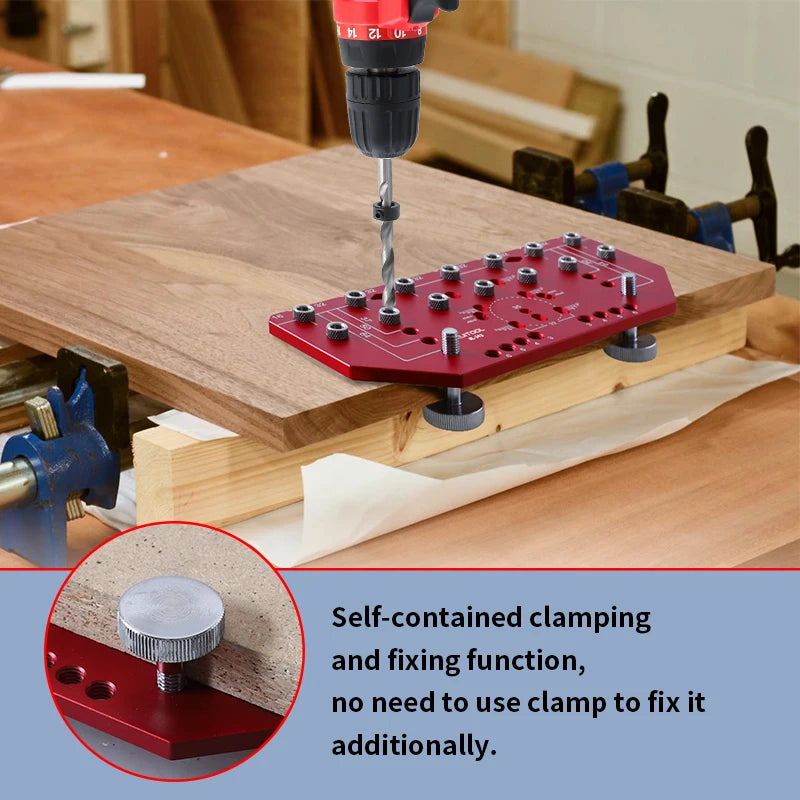 Heavy Duty Aluminum Alloy Shelf Pin Drilling Jig with Hinge Positioning Guide for Cabinet Work