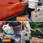 21L Portable Camping Water Tank with Manual Pressure Pump, Spray Head and Coiled Hose