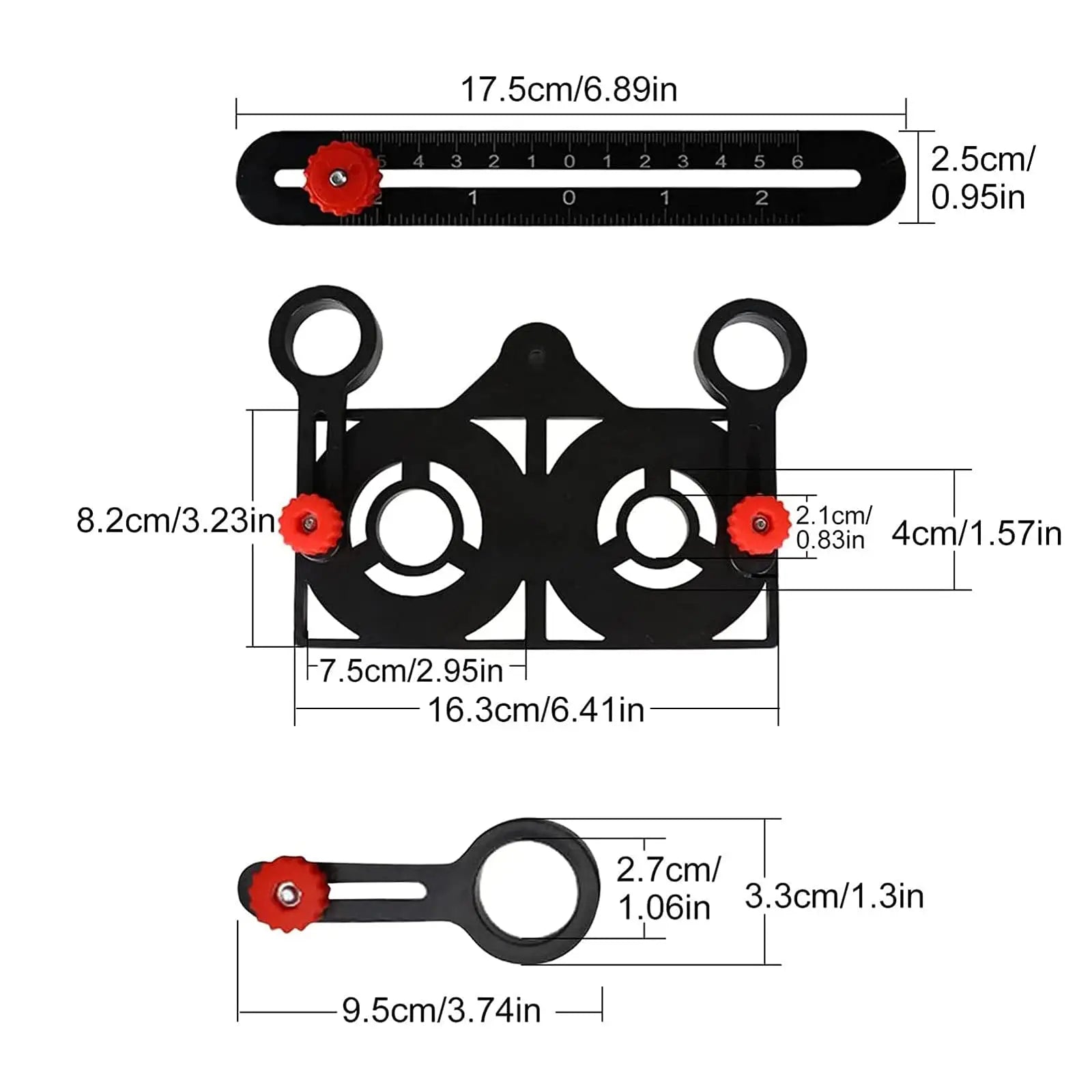 Multi-Angle Measuring Ruler 12 Fold Aluminium Alloy Template Tool with Drill Locator