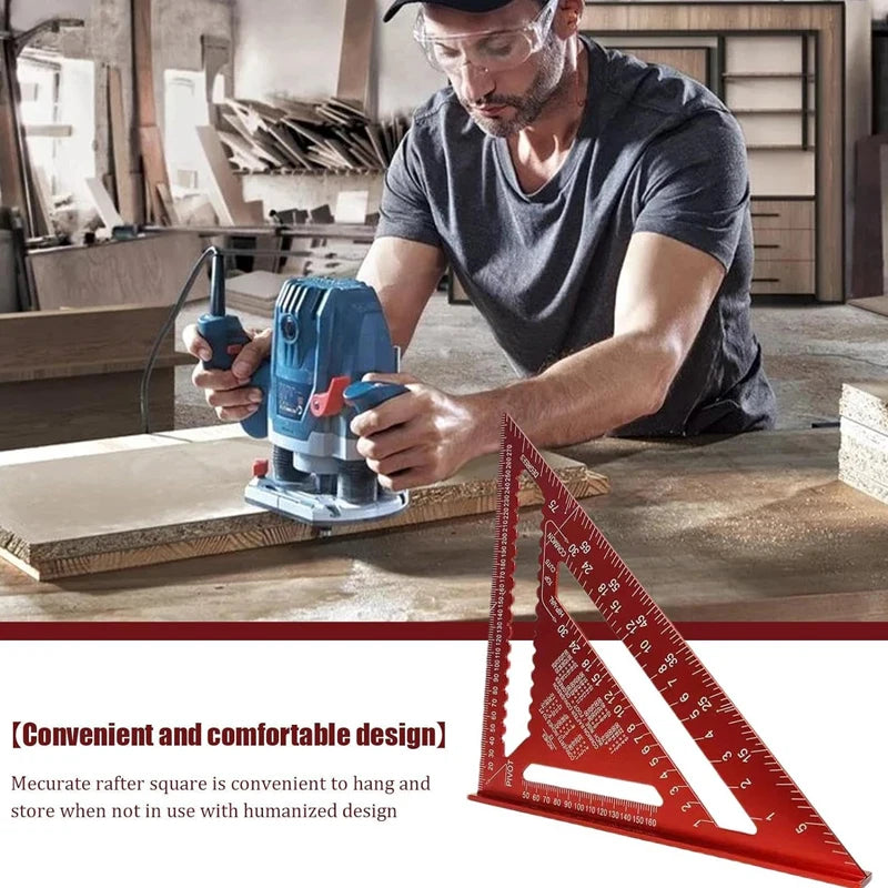 7 Inch Aluminium Alloy Speed Square Triangle Ruler Carpenter Measuring Tool with Metric and Imperial Scale