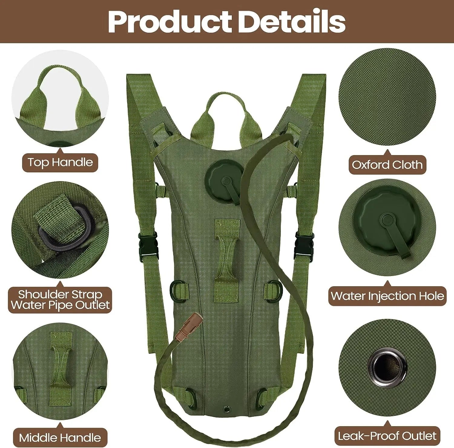Portable 3L Hydration Backpack with Water Bladder Lightweight Outdoor Pack for Hiking Cycling and Climbing
