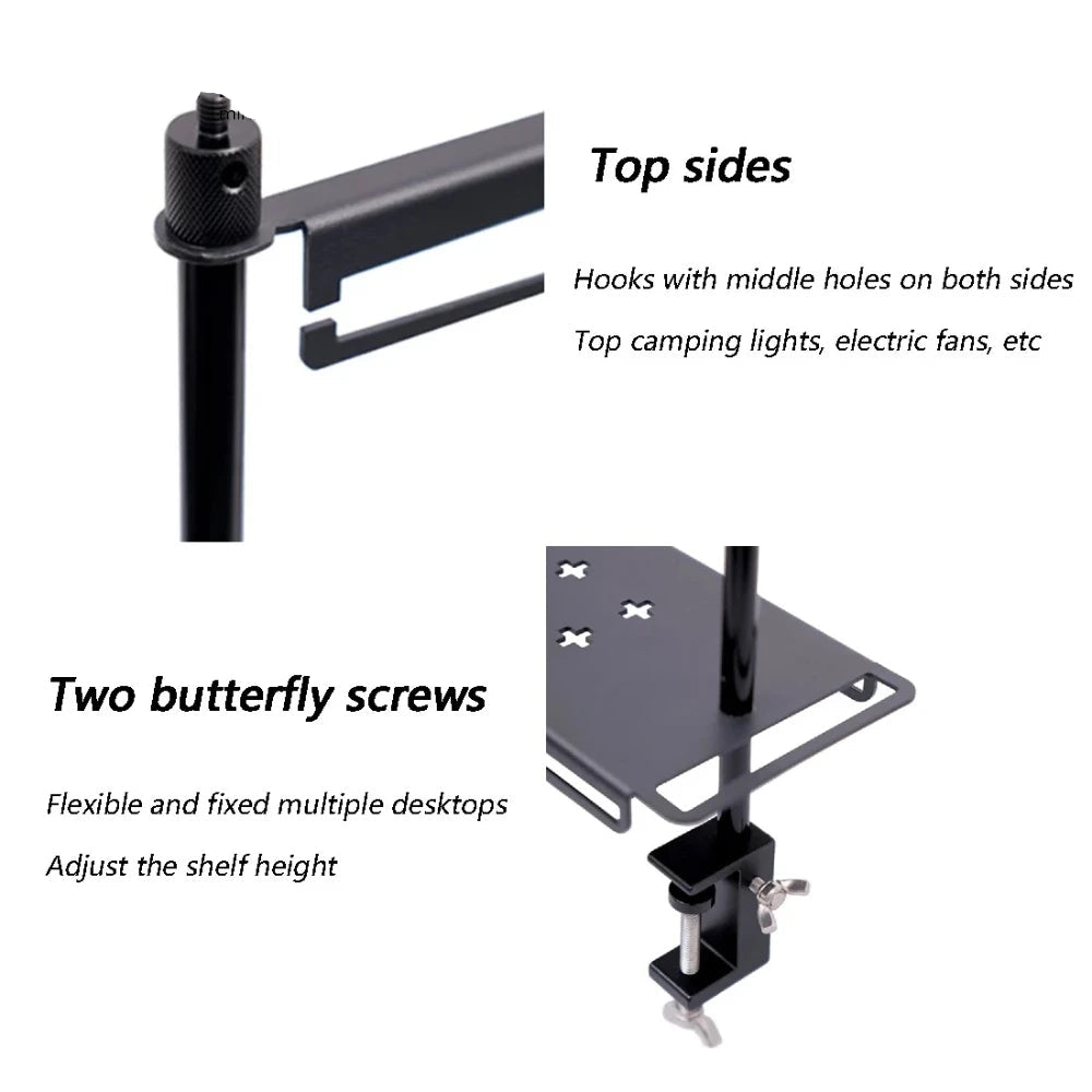 Detachable Aluminum Camping Table Organizer Rack with Shelf and Hanging Bar