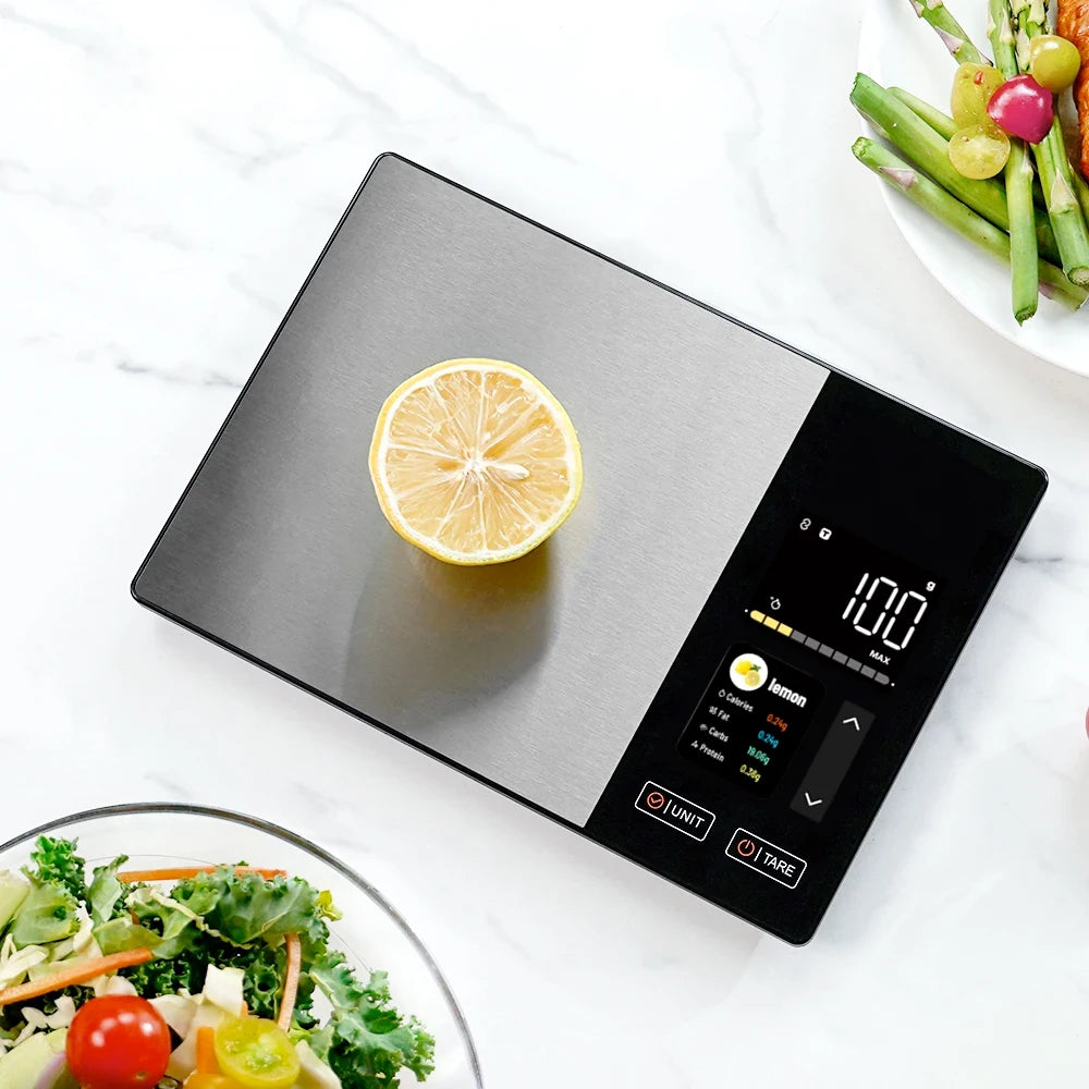 Digital Kitchen Food Scale with Nutritional Calculator LED Display 5kg Capacity Stainless Steel Surface