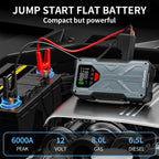 2-in-1 Jump Starter 6000A with Air Compressor Portable 12V Battery Booster and Inflator