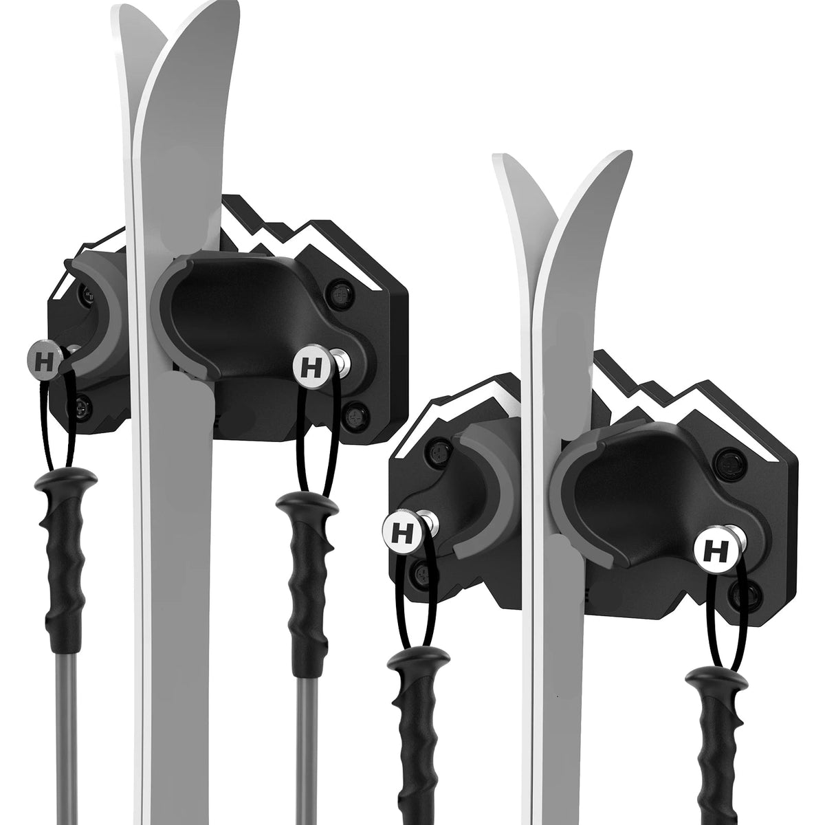 Ski and Snowboard Wall Mount Gravity Lock Storage Rack with TPE Pads and Utility Hook